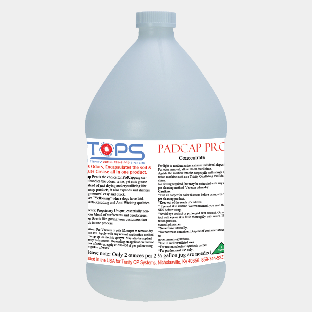 PadCap Pro Concentrate | Encap Cleaner Pre Spray | Trinity OP Machines | Encapsulation Carpet Cleaning Chemical