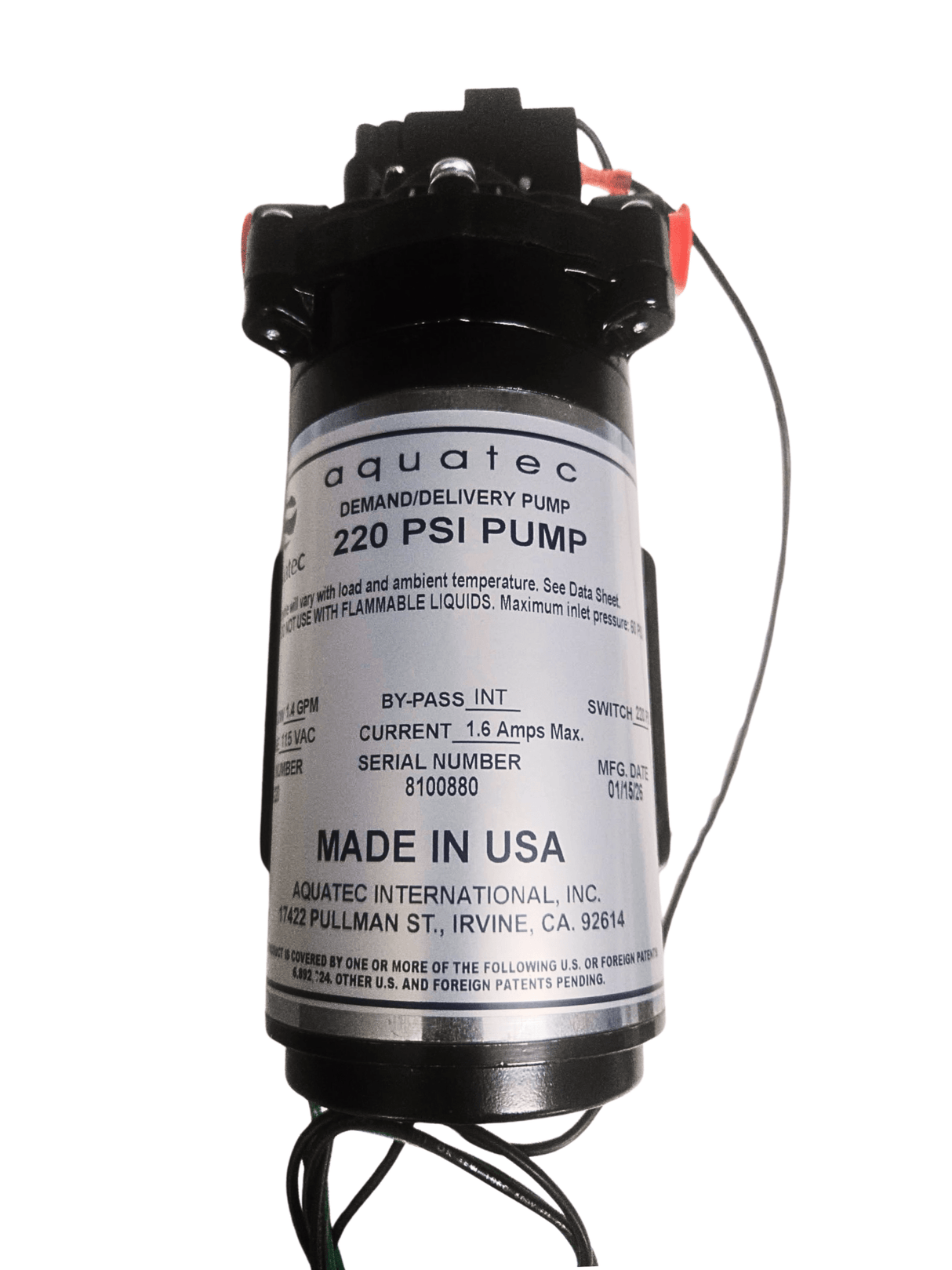 Aquatech 58 - FLC - 220 220 PSI pump for portabl extractors | Universal - Cleaning Supply Warehouse