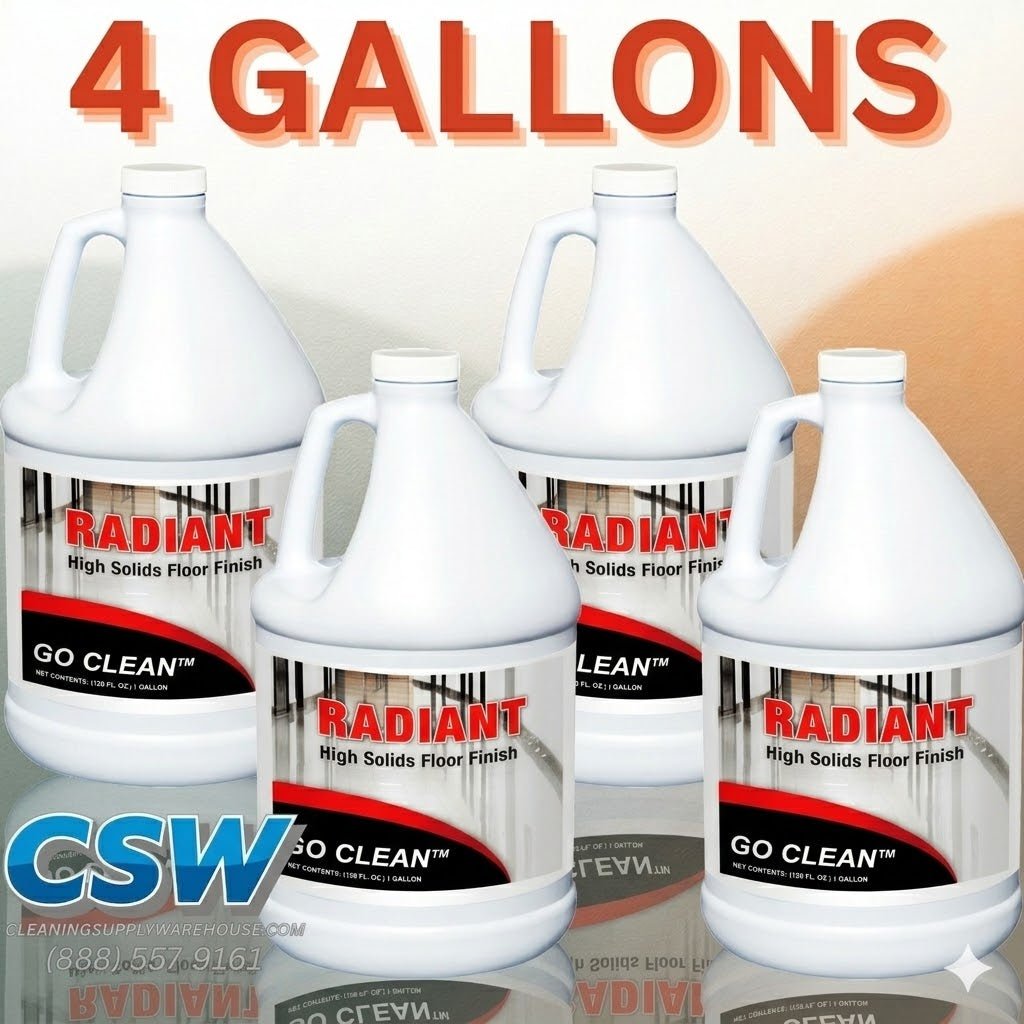 RADIANT Liquid Floor Wax | Go Clean Chemical | High Solids Glossy Floor Finish - Cleaning Supply Warehouse