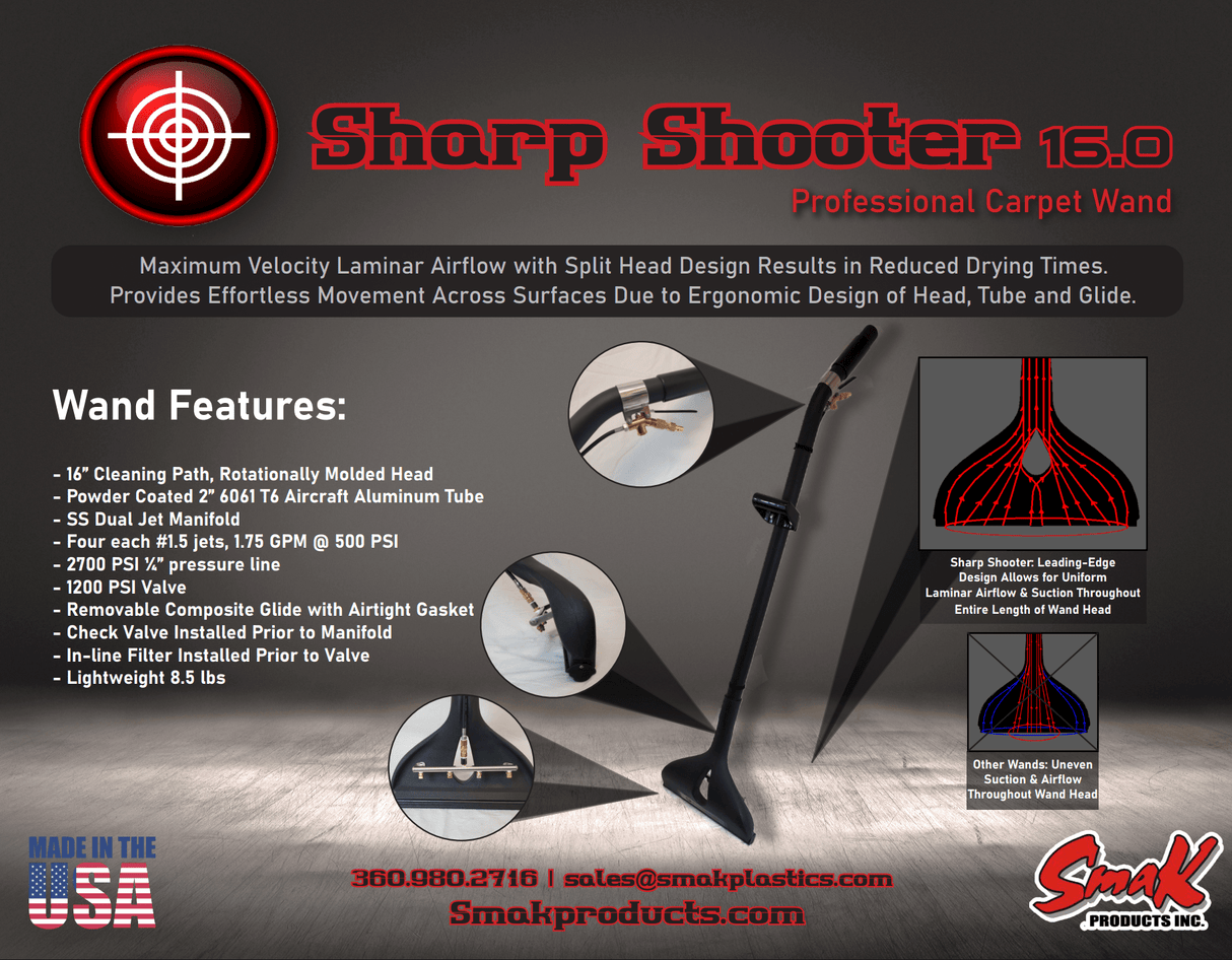 US Products Sharp Shooter carpet wand 16" - Cleaning Supply Warehouse